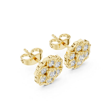 18K Yellow Gold Round Lab-Grown Diamond Engagement Earrings for Women | Pure Carat