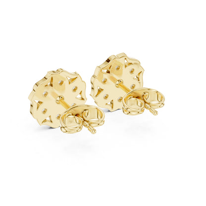 18K Yellow Gold Round Lab-Grown Diamond Engagement Earrings for Women | Pure Carat