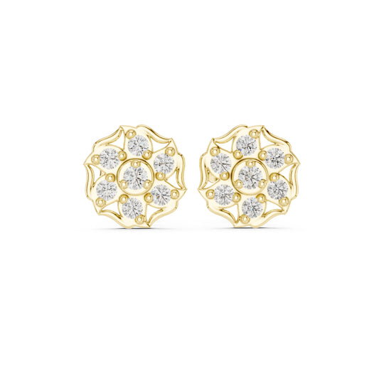 18K Yellow Gold Round Lab-Grown Diamond Engagement Earrings for Women | Pure Carat
