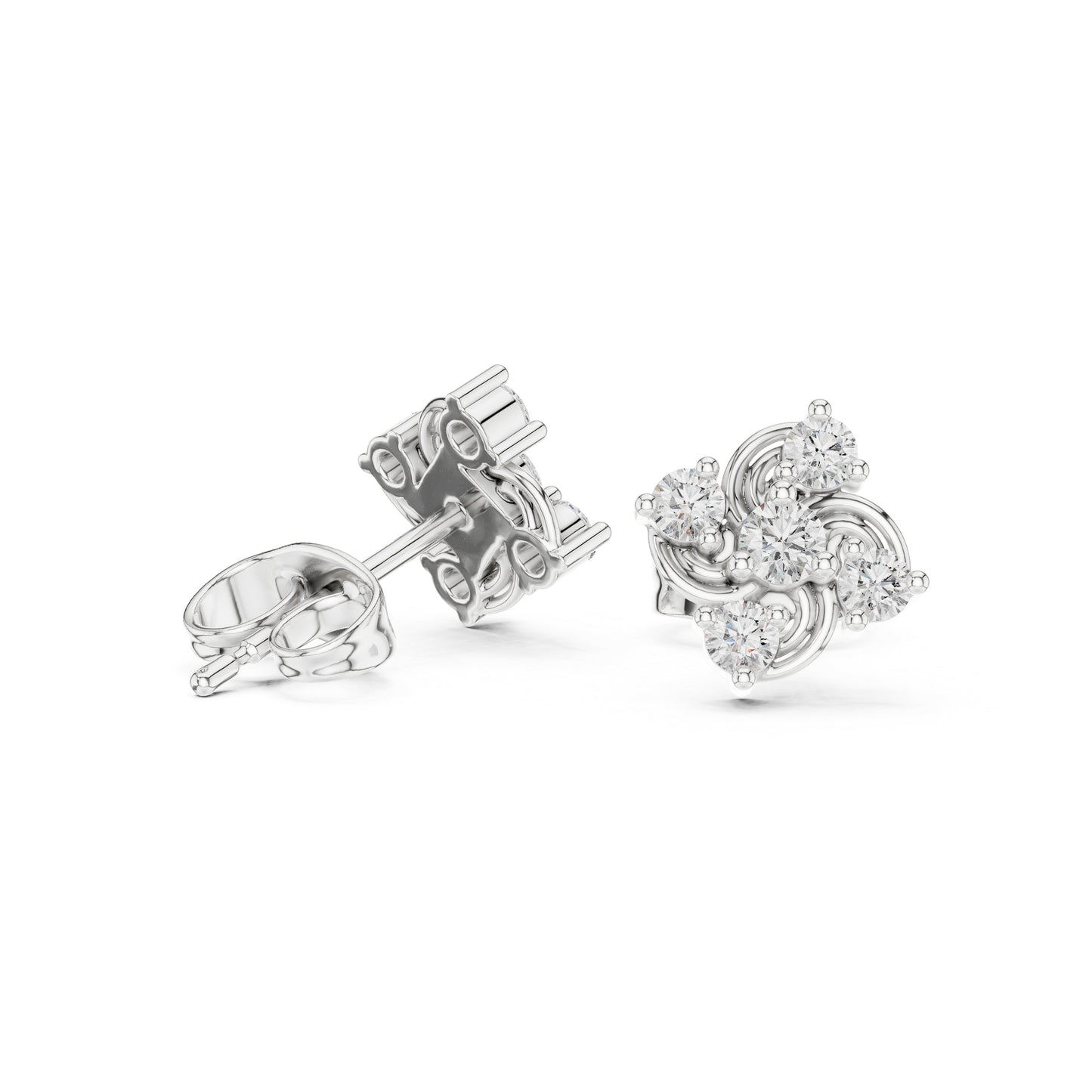 14K White Gold Round Lab-Grown Diamond Engagement Earrings for Women | Pure Carat