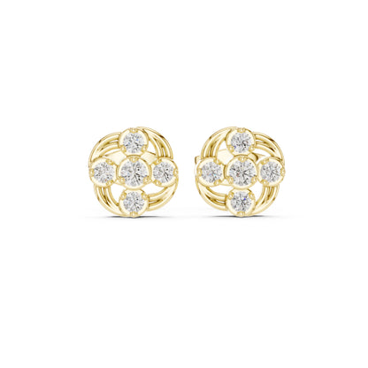 18K Yellow Gold Round Lab-Grown Diamond Engagement Earrings for Women | Pure Carat