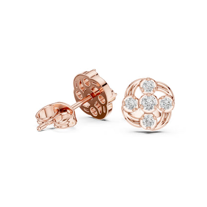 18K Yellow Gold Round Lab-Grown Diamond Engagement Earrings for Women | Pure Carat