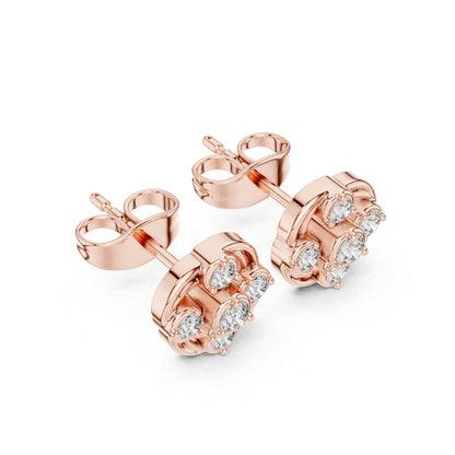 18K Yellow Gold Round Lab-Grown Diamond Engagement Earrings for Women | Pure Carat