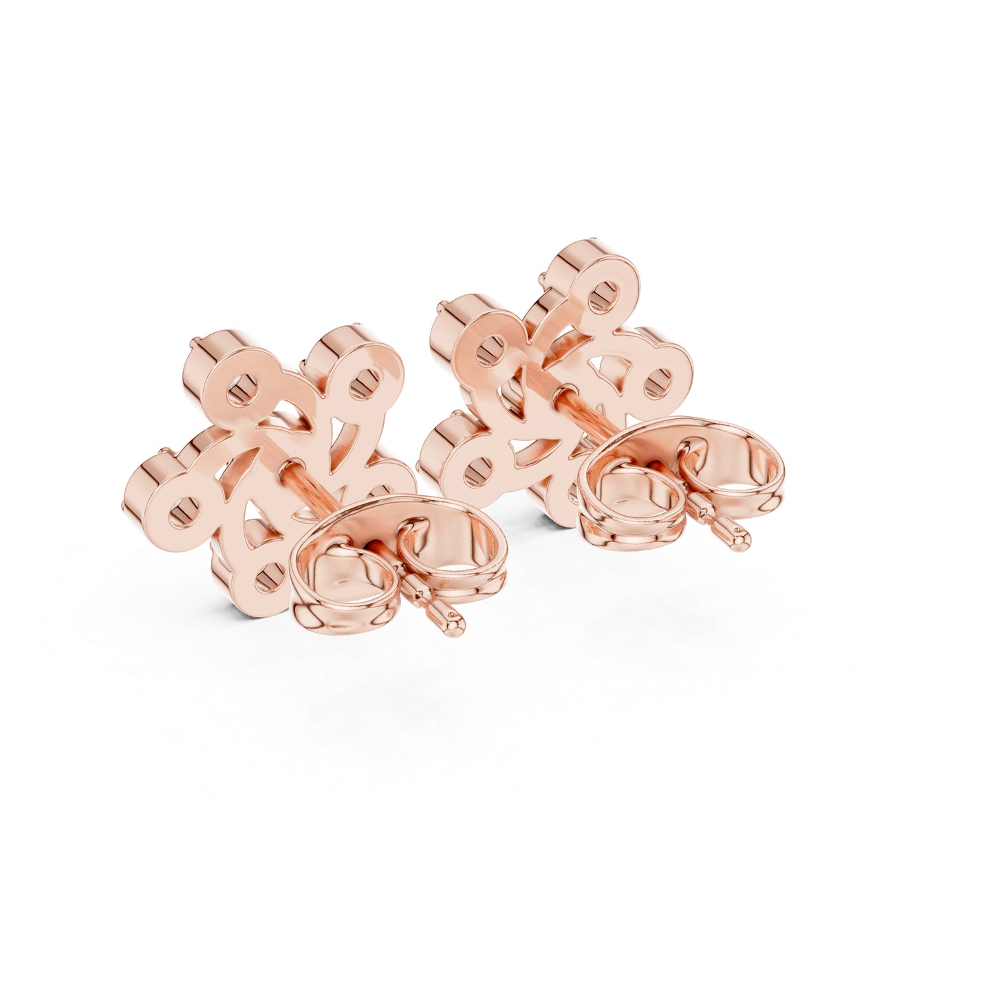 18K Rose Gold Round Lab-Grown Diamond Wedding Earrings for Women | Pure Carat
