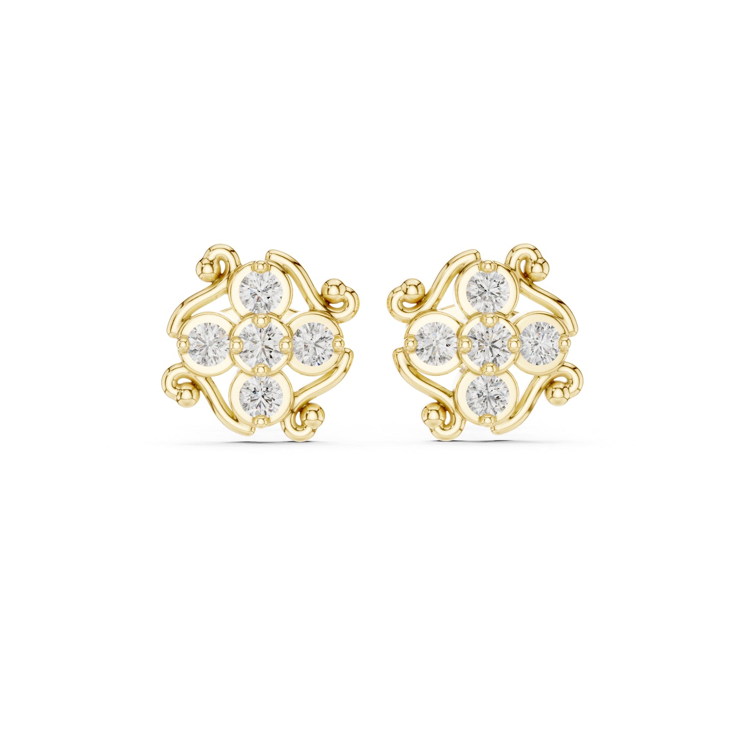 14K Yellow Gold Round Lab-Grown Diamond Everyday Wear Earrings for Women | Pure Carat