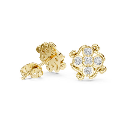 14K Yellow Gold Round Lab-Grown Diamond Everyday Wear Earrings for Women | Pure Carat