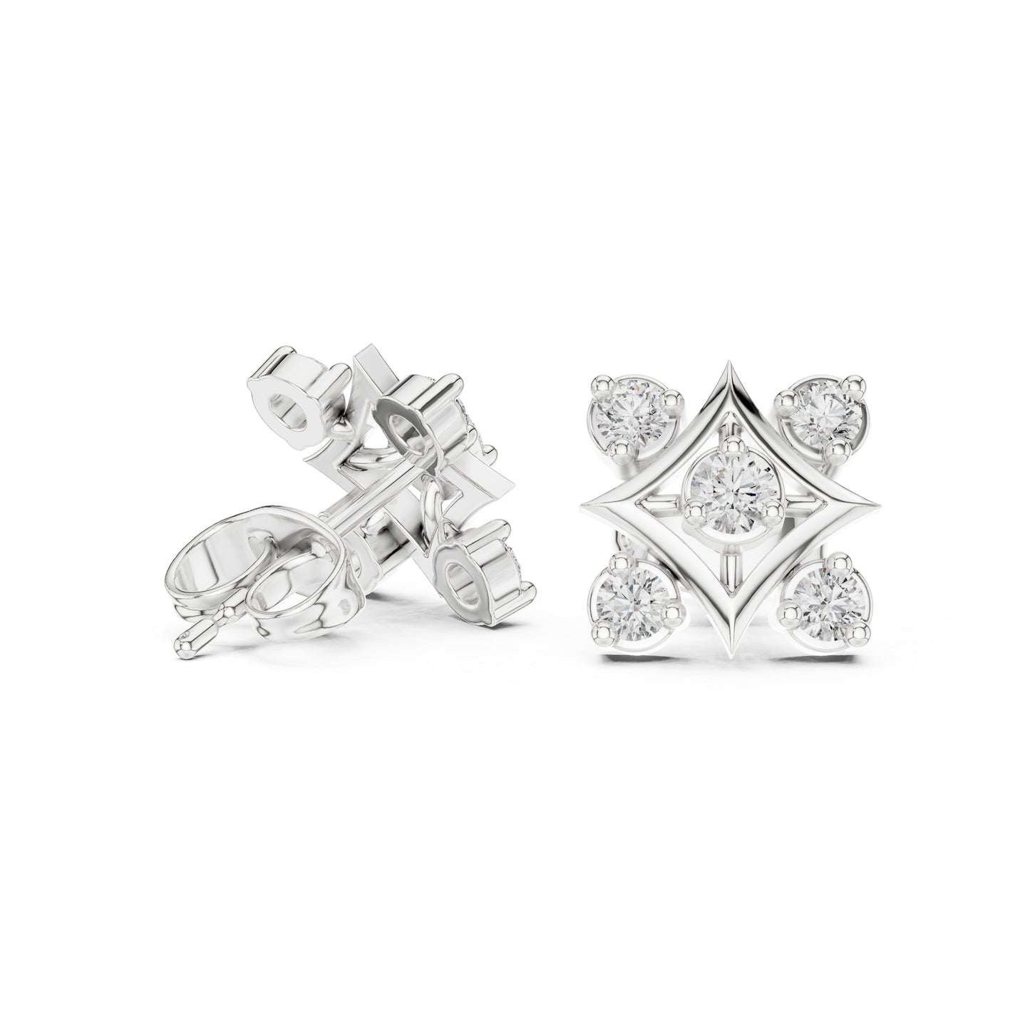 14K White Gold Round Lab-Grown Diamond Engagement Earrings for Women | Pure Carat