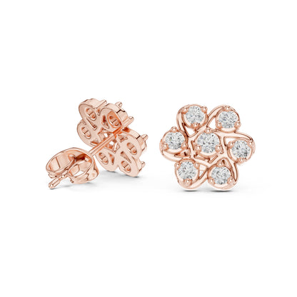 18K Rose Gold Round Lab-Grown Diamond Engagement Earrings for Women | Pure Carat