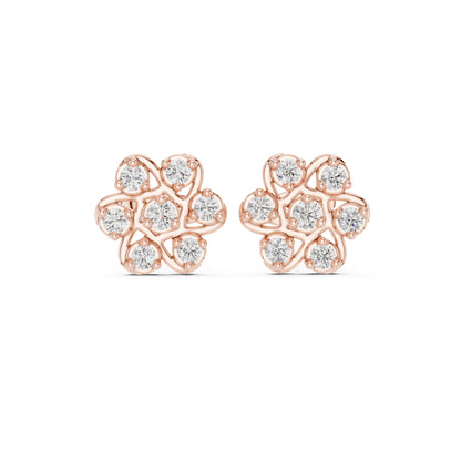 18K Rose Gold Round Lab-Grown Diamond Engagement Earrings for Women | Pure Carat