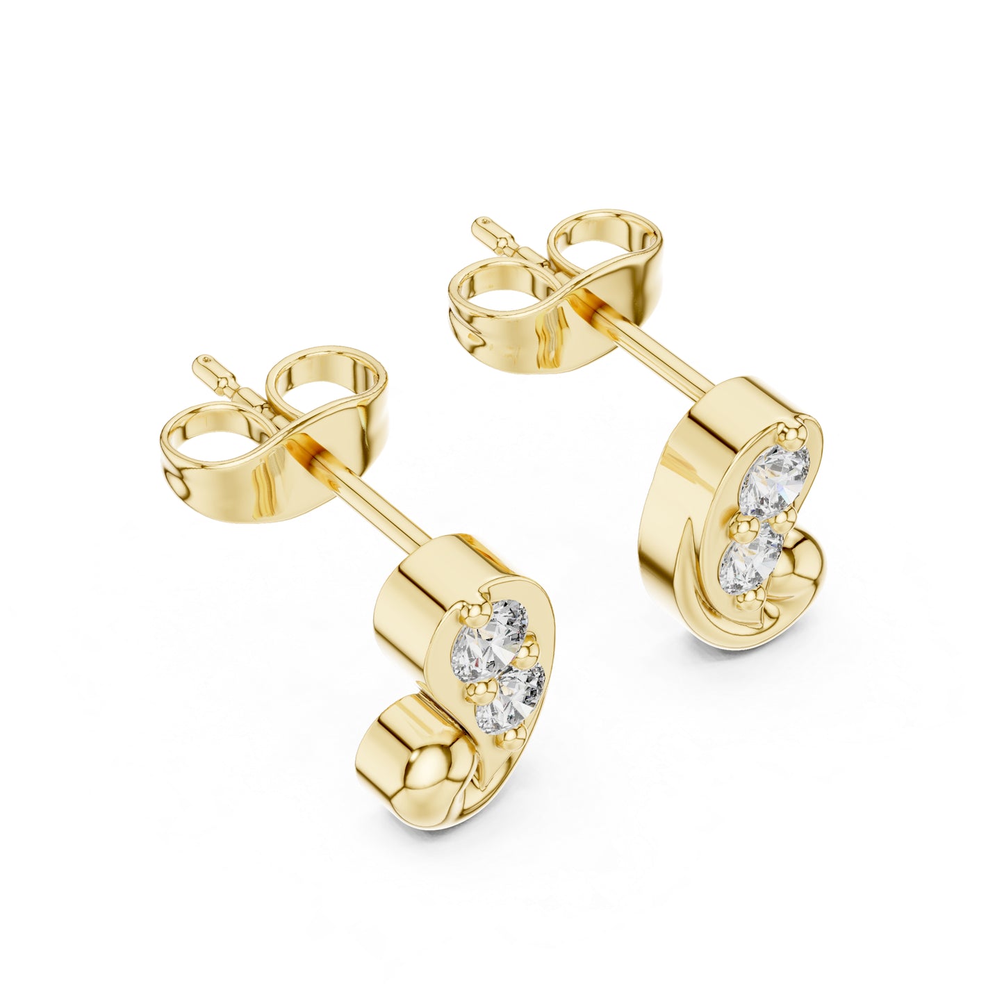 18K Yellow Gold Round Lab-Grown Diamond Engagement Earrings for Women | Pure Carat