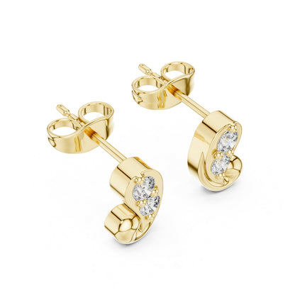 18K Yellow Gold Round Lab-Grown Diamond Engagement Earrings for Women | Pure Carat