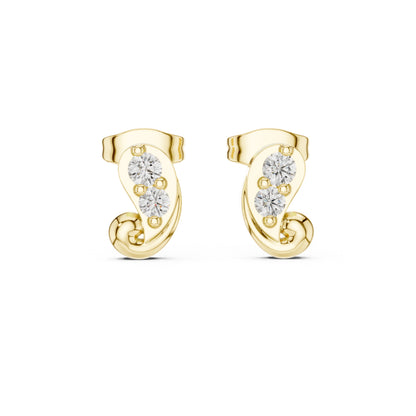 18K Yellow Gold Round Lab-Grown Diamond Engagement Earrings for Women | Pure Carat