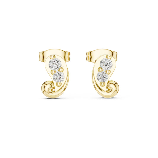 18K Yellow Gold Round Lab-Grown Diamond Engagement Earrings for Women | Pure Carat