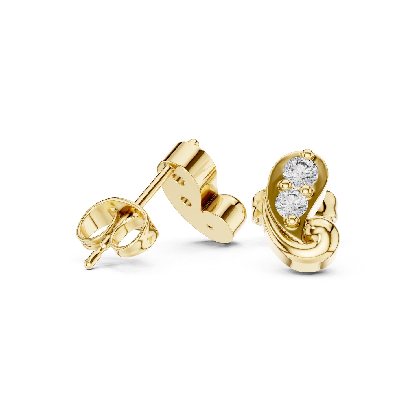 18K Yellow Gold Round Lab-Grown Diamond Engagement Earrings for Women | Pure Carat
