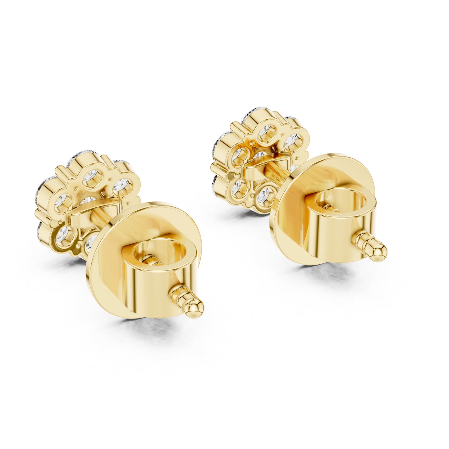 Round Lab-Grown Diamond Drop Earrings in 18K Yellow Gold | PureCarat