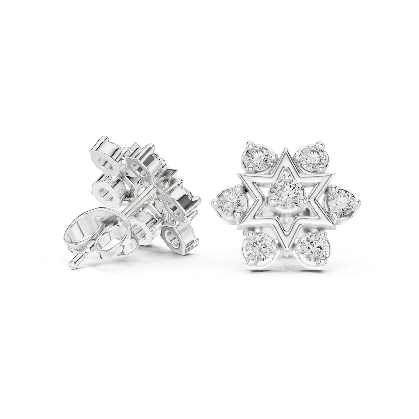 14K White Gold Round Lab-Grown Diamond Engagement Earrings for Women | Pure Carat