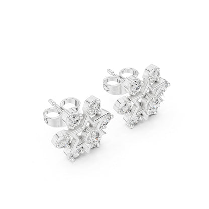 14K White Gold Round Lab-Grown Diamond Engagement Earrings for Women | Pure Carat
