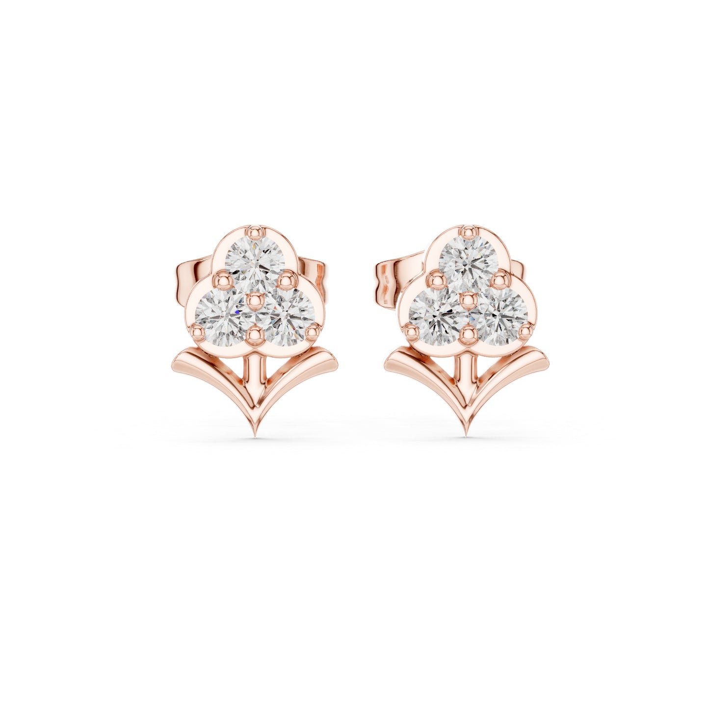 18K Rose Gold Round Lab-Grown Diamond Engagement Earrings for Women | Pure Carat