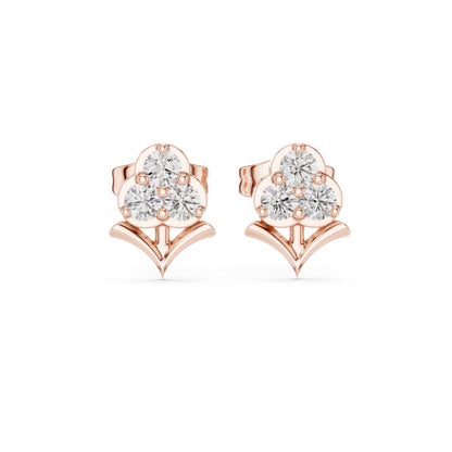 18K Rose Gold Round Lab-Grown Diamond Engagement Earrings for Women | Pure Carat