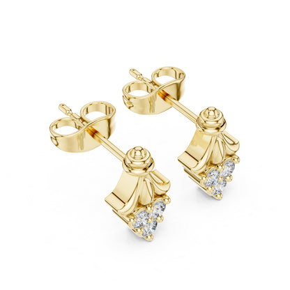 14K Yellow Gold Round Lab-Grown Diamond Everyday Wear Earrings for Women | Pure Carat