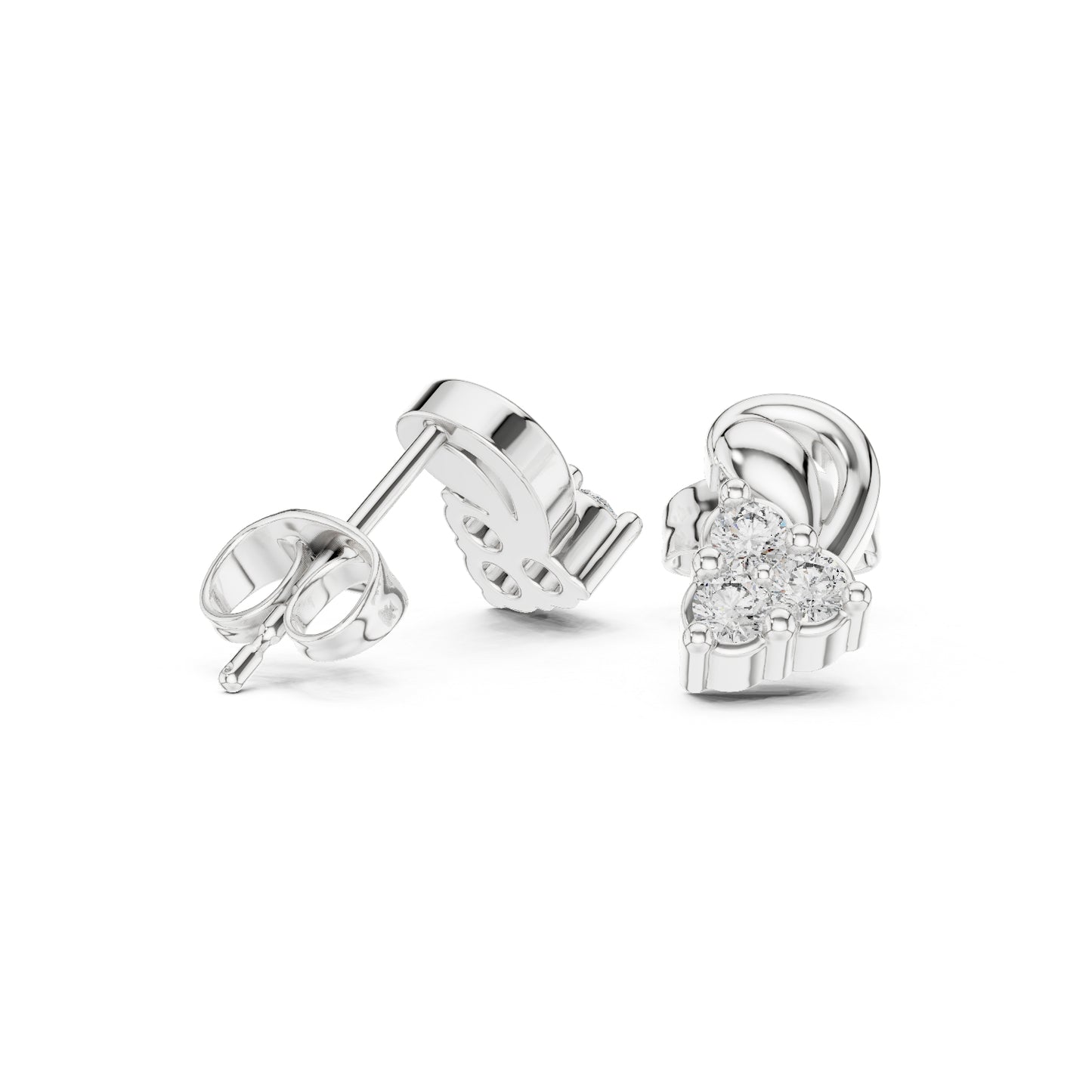 14K White Gold Round Lab-Grown Diamond Engagement Earrings for Women | Pure Carat