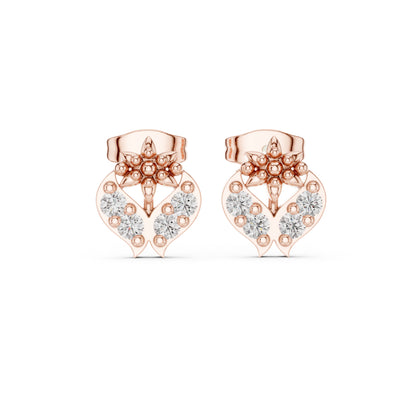 18K Rose Gold Round Lab-Grown Diamond Everyday Wear Earrings for Women | Pure Carat