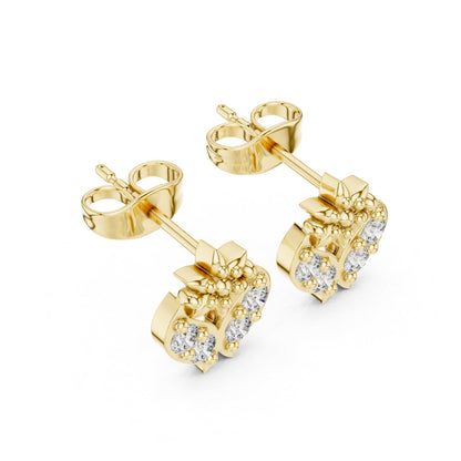 18K Rose Gold Round Lab-Grown Diamond Everyday Wear Earrings for Women | Pure Carat