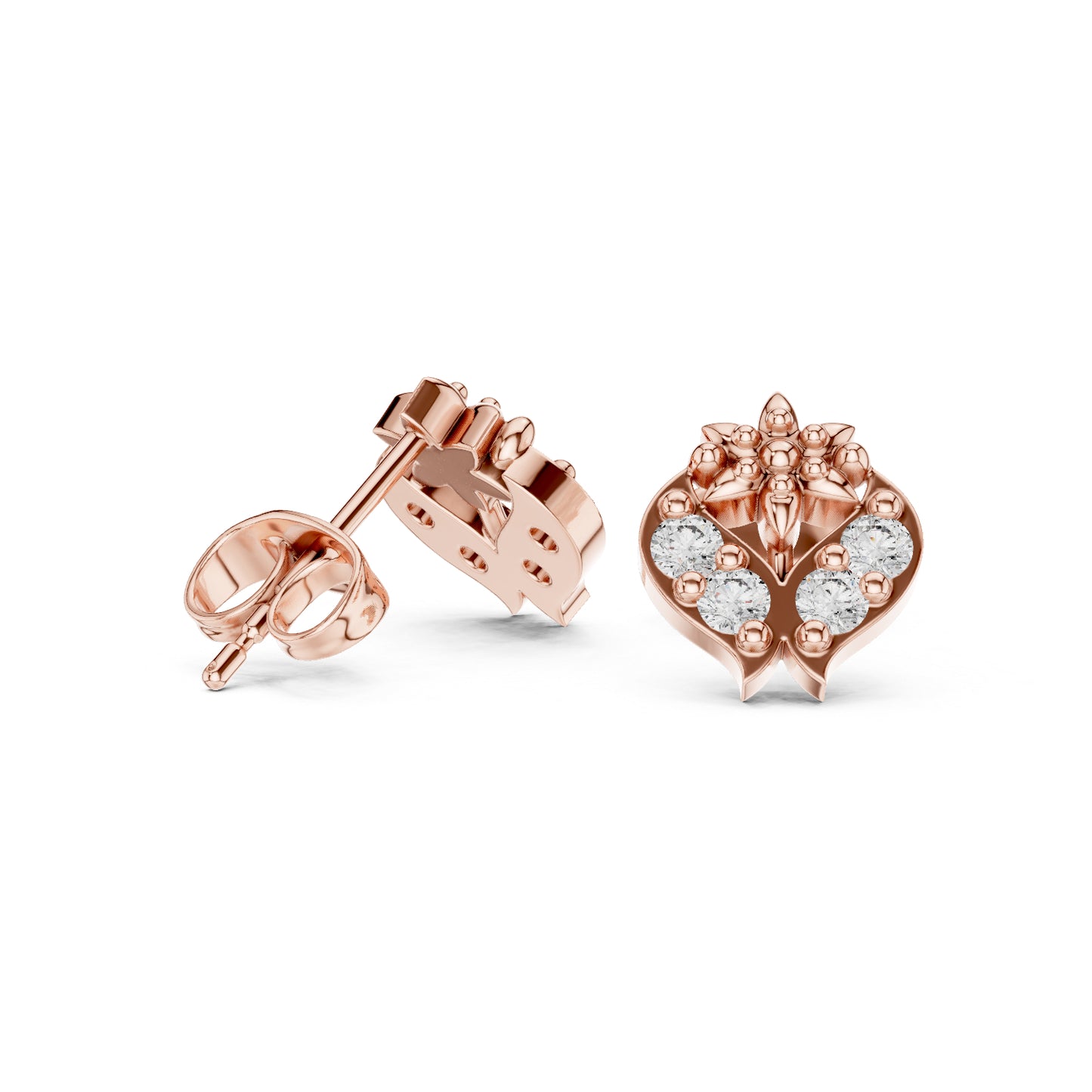 18K Rose Gold Round Lab-Grown Diamond Everyday Wear Earrings for Women | Pure Carat