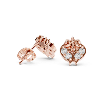18K Rose Gold Round Lab-Grown Diamond Everyday Wear Earrings for Women | Pure Carat