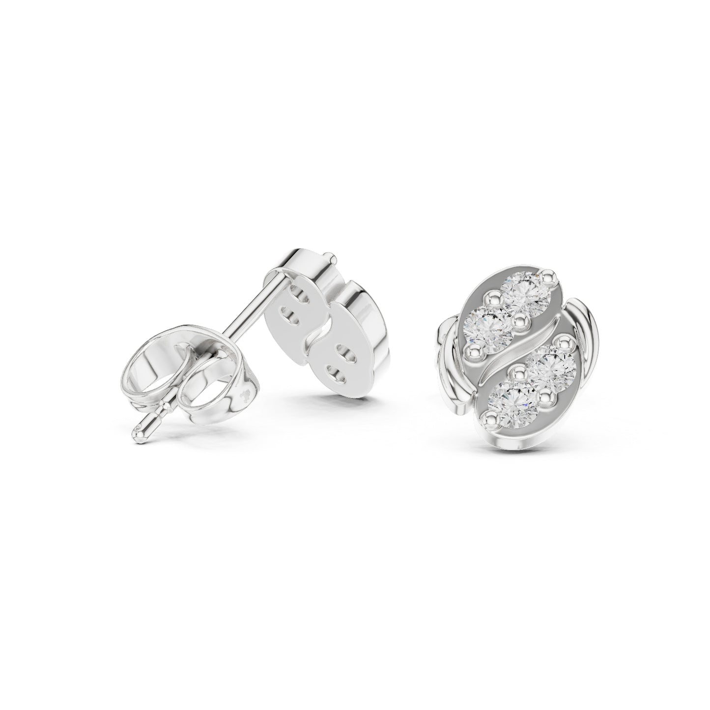 18K Rose Gold Round Lab-Grown Diamond Wedding Earrings for Women | Pure Carat