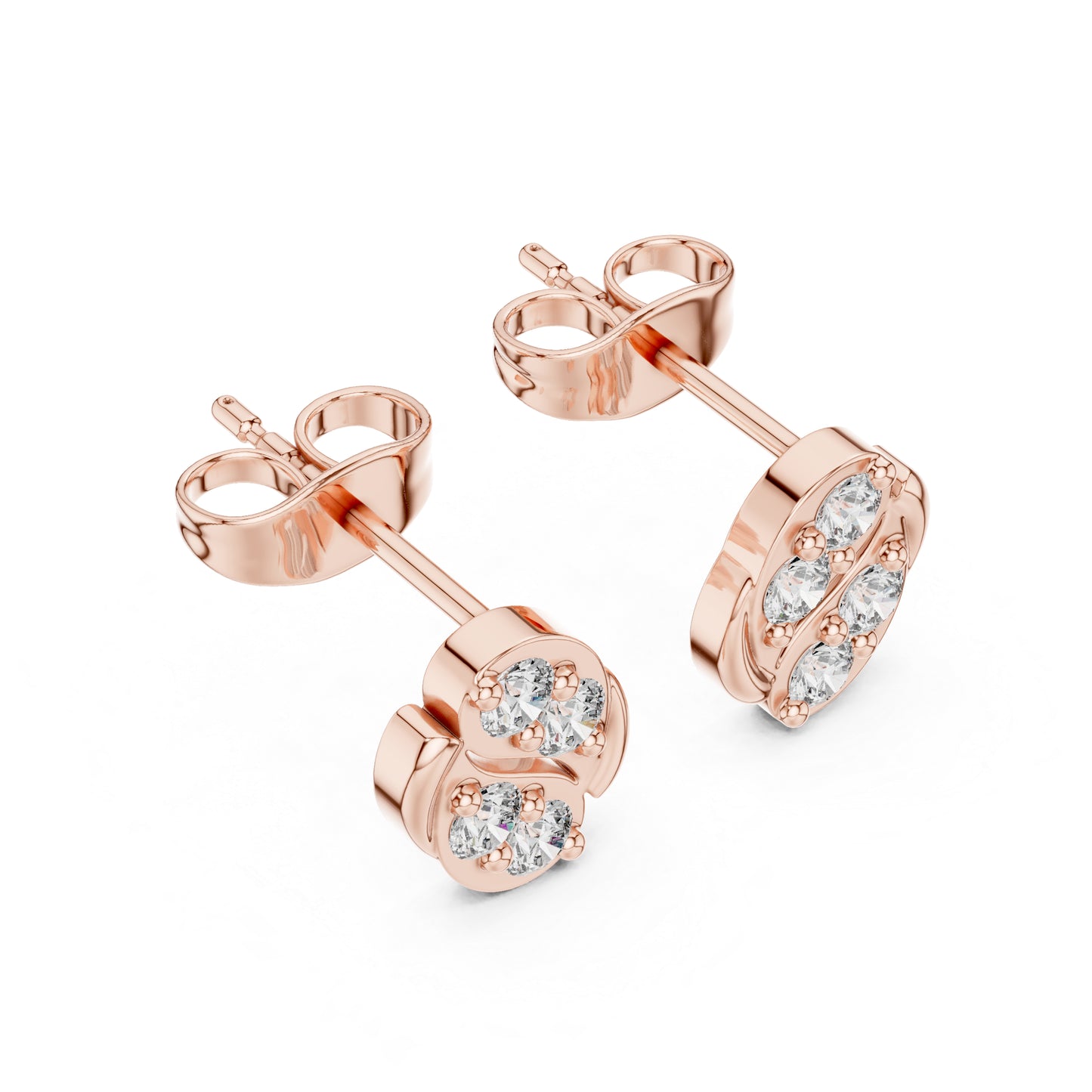 18K Rose Gold Round Lab-Grown Diamond Wedding Earrings for Women | Pure Carat