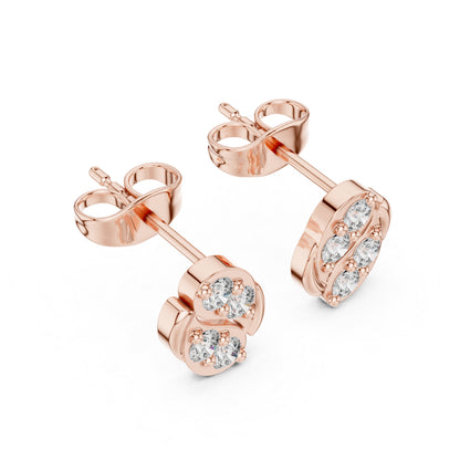 18K Rose Gold Round Lab-Grown Diamond Wedding Earrings for Women | Pure Carat