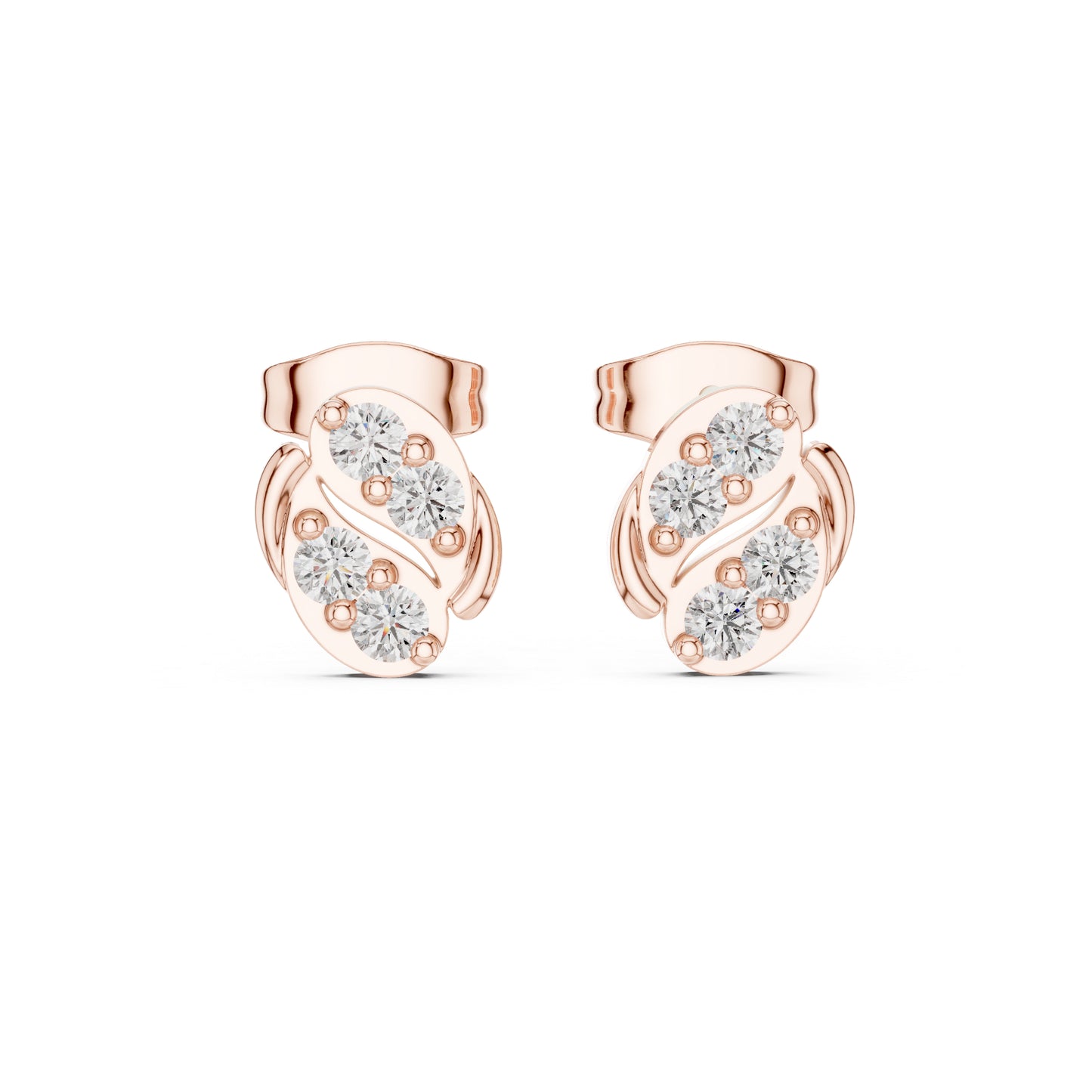 18K Rose Gold Round Lab-Grown Diamond Wedding Earrings for Women | Pure Carat