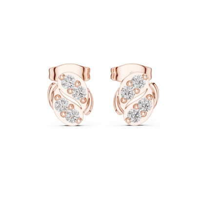18K Rose Gold Round Lab-Grown Diamond Wedding Earrings for Women | Pure Carat