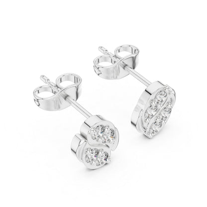18K Rose Gold Round Lab-Grown Diamond Wedding Earrings for Women | Pure Carat