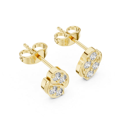 18K Rose Gold Round Lab-Grown Diamond Wedding Earrings for Women | Pure Carat