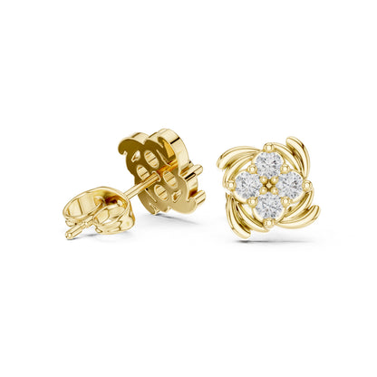 18K Yellow Gold Round Lab-Grown Diamond Wedding Earrings for Women | Pure Carat
