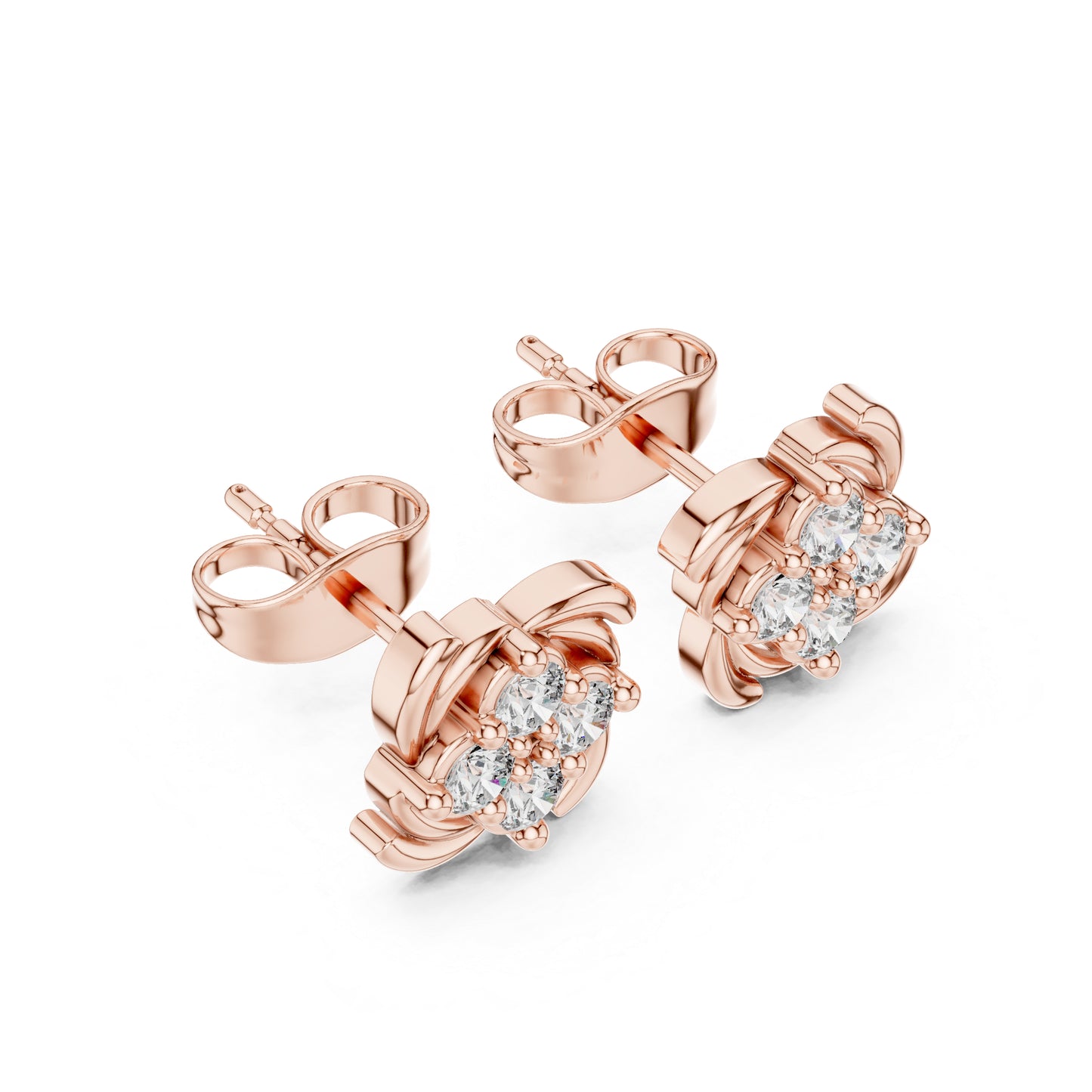 18K Yellow Gold Round Lab-Grown Diamond Wedding Earrings for Women | Pure Carat