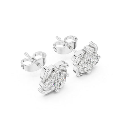 18K Yellow Gold Round Lab-Grown Diamond Wedding Earrings for Women | Pure Carat