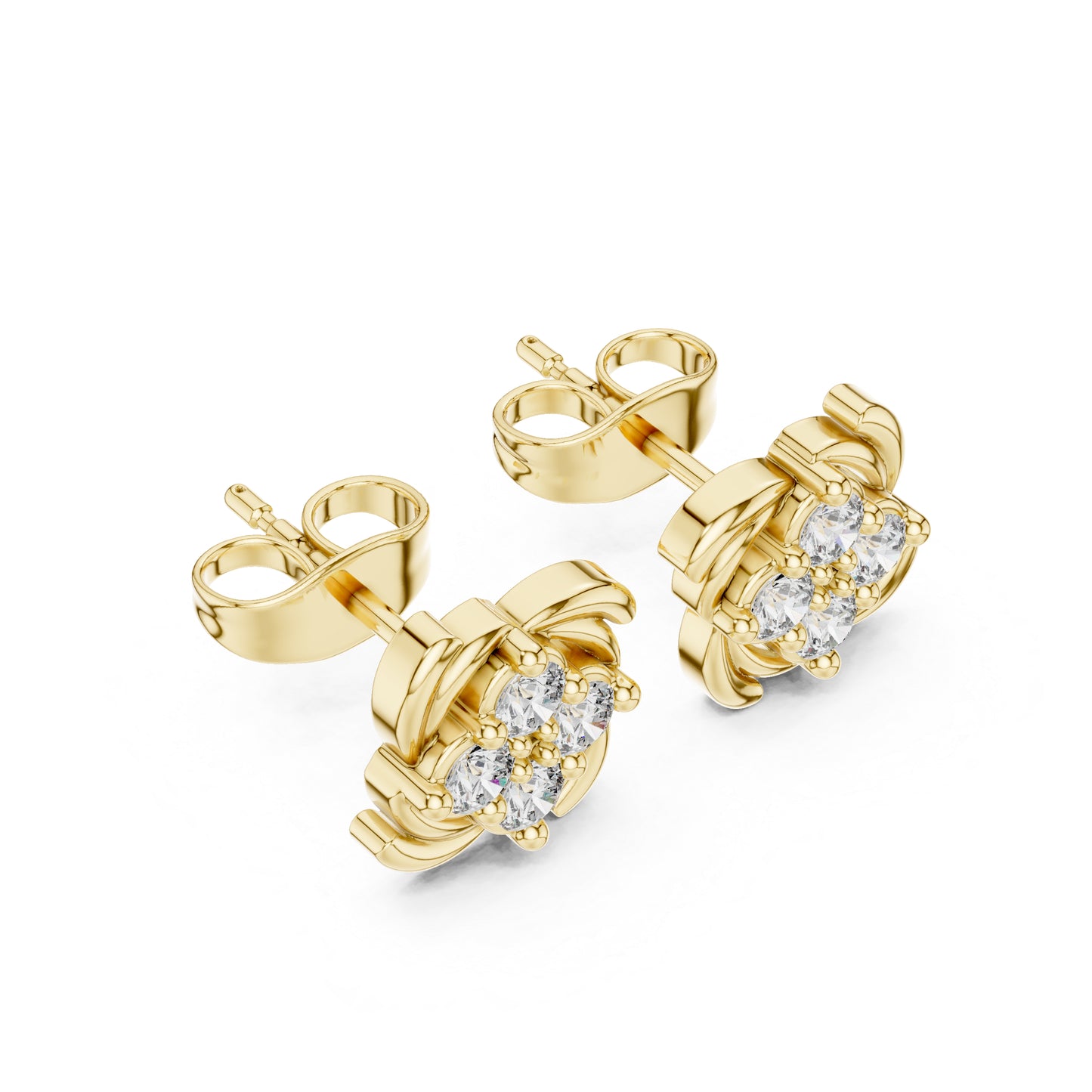 18K Yellow Gold Round Lab-Grown Diamond Wedding Earrings for Women | Pure Carat