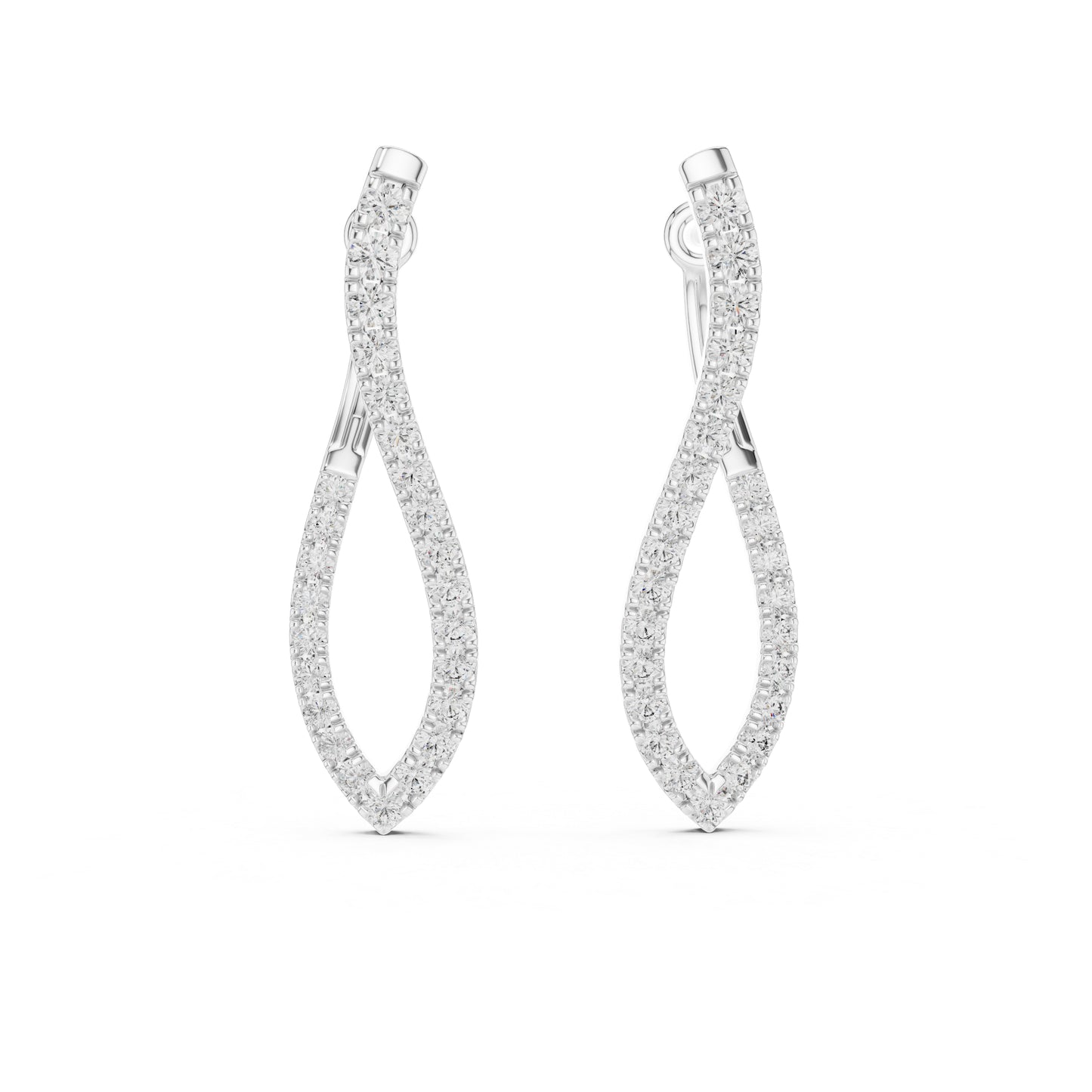 18K White Gold Round Lab-Grown Diamond Bridal Earrings for Women | Pure Carat