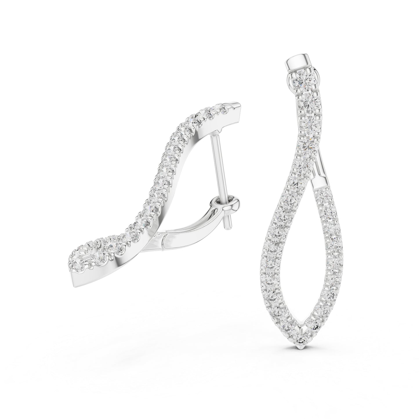18K White Gold Round Lab-Grown Diamond Bridal Earrings for Women | Pure Carat