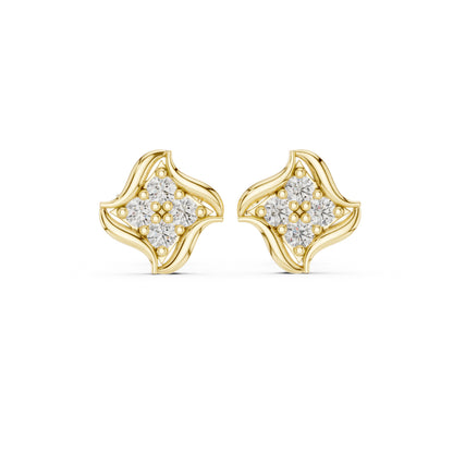 18K Rose Gold Round Lab-Grown Diamond Everyday Wear Earrings for Women | Pure Carat