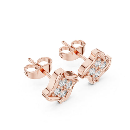 18K Rose Gold Round Lab-Grown Diamond Everyday Wear Earrings for Women | Pure Carat