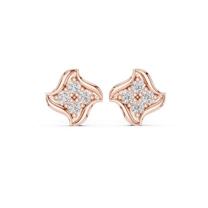 18K Rose Gold Round Lab-Grown Diamond Everyday Wear Earrings for Women | Pure Carat