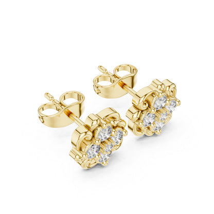 18K Yellow Gold Round Lab-Grown Diamond Engagement Earrings for Women | Pure Carat
