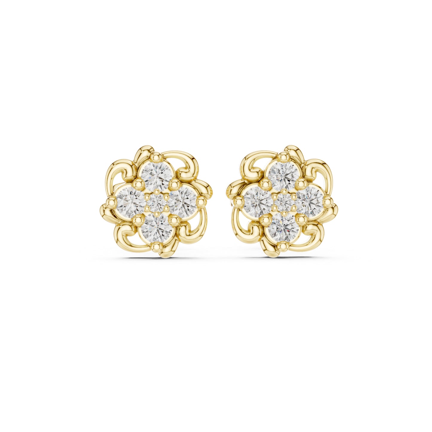 18K Yellow Gold Round Lab-Grown Diamond Engagement Earrings for Women | Pure Carat