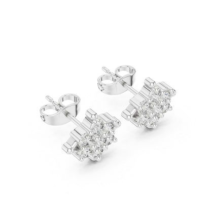 14K White Gold Round Lab-Grown Diamond Everyday Wear Earrings for Women | Pure Carat