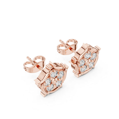 18K Rose Gold Round Lab-Grown Diamond Everyday Wear Earrings for Women | Pure Carat