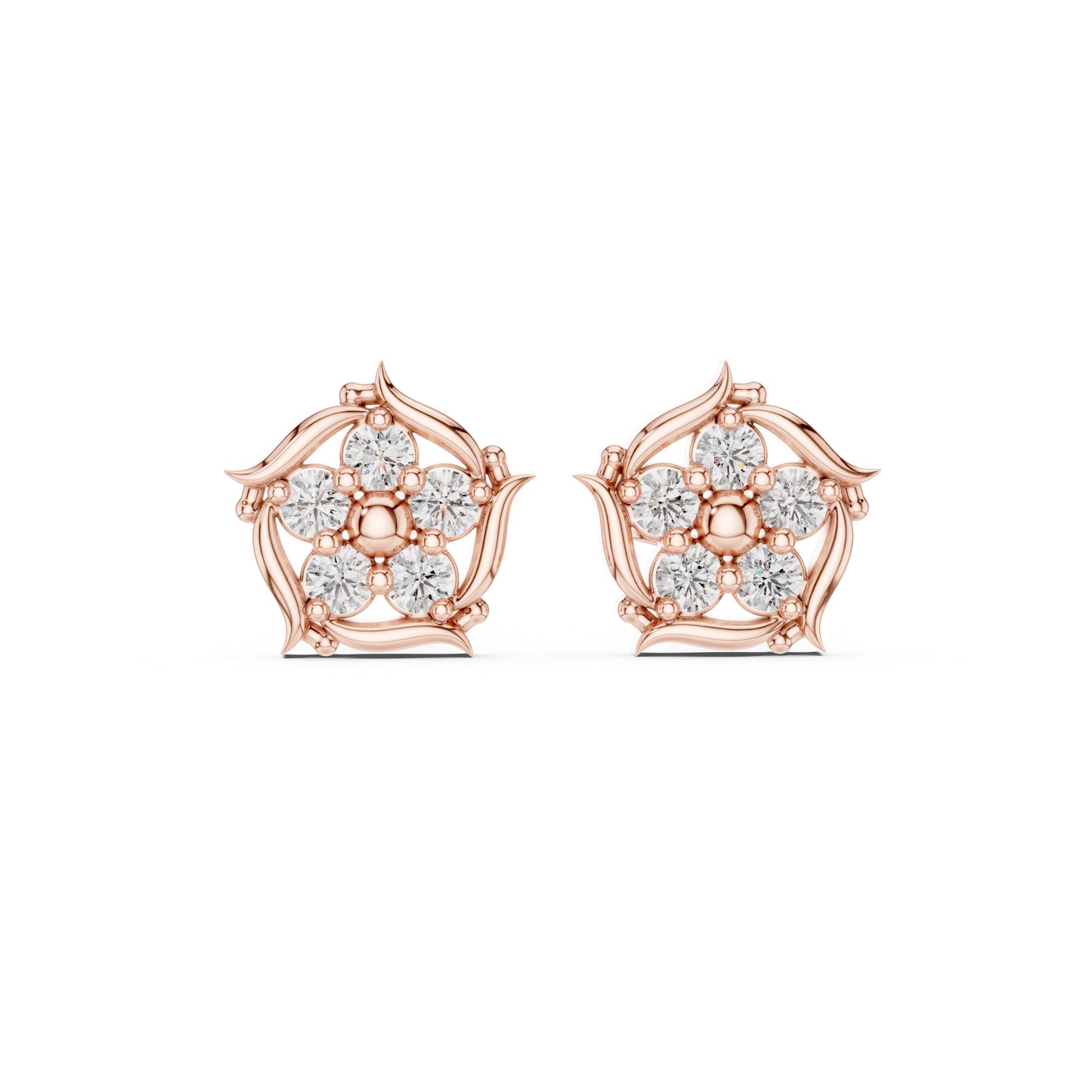 18K Rose Gold Round Lab-Grown Diamond Everyday Wear Earrings for Women | Pure Carat